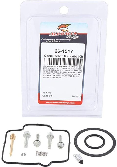 ALL BALLS ZESTAW NAPRAWCZY GAŹNIKA KTM EXC 125/200 98-05, EXC 250/300 00-03, EXC380 00-02 ALL BALLS ZESTAW NAPRAWCZY GAŹNIKA KTM EXC 125/200 98-05, EXC 250/300 00-03, EXC380 00-02