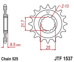 JT ZĘBATKA PRZEDNIA 2137 18 KAWASAKI ZX10R '04-'18 (213718JT) (ŁAŃC. 525)