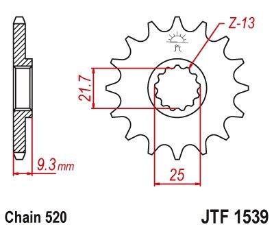 JT ZĘBATKA PRZEDNIA 2273 15 KAWASAKI EX250/300 NINJA '08-'16 (227315JT) (ŁAŃC. 520)