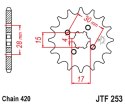 JT ZĘBATKA PRZEDNIA 255 18 HONDA MTX/MBX/XR 80 (25518JT) (ŁAŃC. 420)