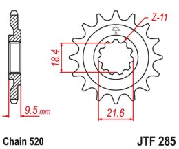 JT ZĘBATKA PRZEDNIA 334 14 HONDA CR 250 86-87, CR 500 86-87 (33414JT) (ŁAŃC. 520)