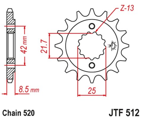 JT ZĘBATKA PRZEDNIA 525 13 KAWASAKI ZXR 400, KLE 500 '91-'96 (-1), GPZ 500S (-1) (52513JT) (ŁAŃC. 520) JT ZĘBATKA PRZEDNIA 525 13 KAWASAKI ZXR 400, KLE 500 '91-'96 (-1), GPZ 500S (-1) (52513JT) (ŁAŃC. 520)