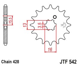 JT ZĘBATKA PRZEDNIA 542 10 YAMAHA DT 80 MX-S '83-84' (54210JT) (ŁAŃC. 428)