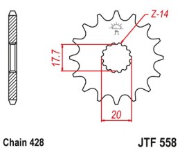 JT ZĘBATKA PRZEDNIA 577 20 YAMAHA DT 125R '93-'06 (57720JT) (ŁAŃC. 428)