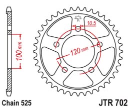 JT ZĘBATKA TYLNA 4363 44 APRILIA SL 750 SHIVER '07-'16, SHIVER 900 '17-'20, DORSODURO 900 '17-'20 (JTR702.44) (ŁAŃC. 525)
