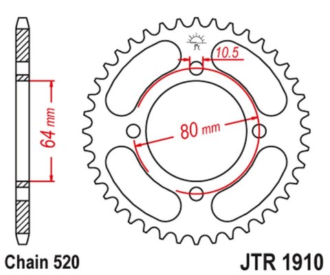 JT ZĘBATKA TYLNA 4394 32 AEON 125/180/190/220 '00-'09, YAMAHA YFA BREEZE '89-'04, YFM 125 GRIZZLY '04-'12 (JTR1910.32) (ŁAŃC. 52