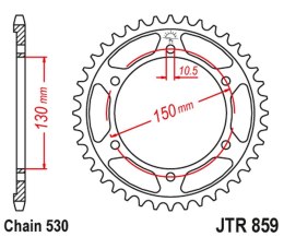 JT ZĘBATKA TYLNA 860 47 YAMAHA YZF 600R THUNDER CAT '96-03, (FZR 1000 '89-95, GTS 1000 '93-00, YZF 1000 THUNDER ACE '98-00 KONWE