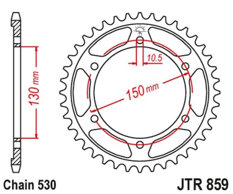 JT ZĘBATKA TYLNA 860 47 YAMAHA YZF 600R THUNDER CAT '96-03, (FZR 1000 '89-95, GTS 1000 '93-00, YZF 1000 THUNDER ACE '98-00 KONWE