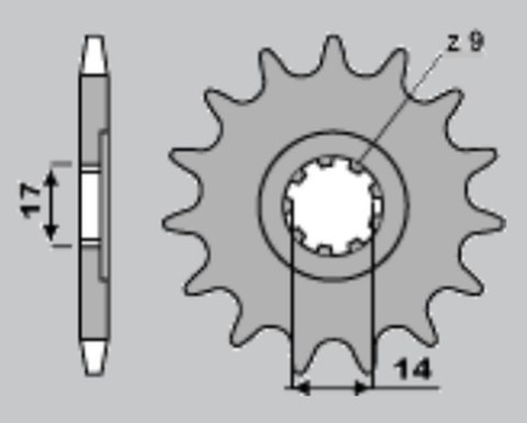 CHT ZĘBATKA PRZEDNIA 210 14 CAGIVA MITO 50 99, PRIMA SUPER CITY 50 92-96 (708-14)