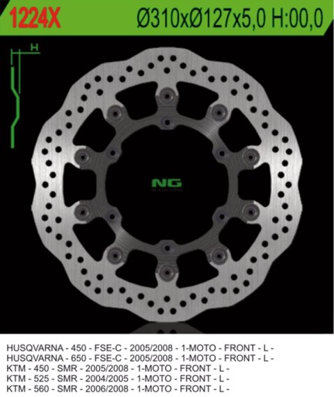 NG TARCZA HAMULCOWA PRZÓD HUSABERG FS 570 '10-'11, FS 450 '05-'08, KTM SMR 450 '04-'14, SMR 525 / 560 '05-'08 (310X127X5MM) (6X6 NG TARCZA HAMULCOWA PRZÓD HUSABERG FS 570 '10-'11, FS 450 '05-'08, KTM SMR 450 '04-'14, SMR 525 / 560 '05-'08 (310X127X5MM) (6X6