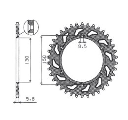 SUNSTAR ZĘBATKA TYLNA ALUMINIOWA (ERGAL) 270 50 YAMAHA YZ/YZF/WRF '99-'24 (JTR251.50) (ŁAŃC. 520) (27050JT) KOLOR CZARNY - OFERT