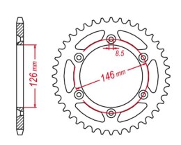 GROSSKOPF WYPRZEDAŻ ZĘBATKA TYLNA ALUMINIOWA KOLOR CZARNY 808 47 SUZUKI DRZ 400 '00-'24, RM 125/250, RMZ 250/450 (JTR808.47)