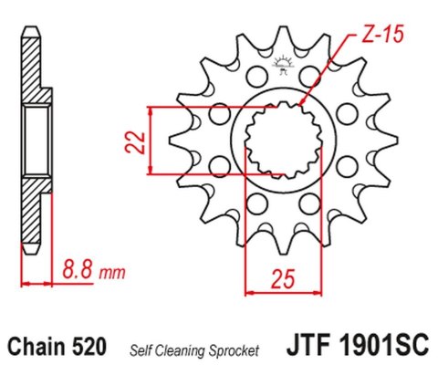 JT ZĘBATKA PRZEDNIA 1248 16 KTM SX/EXC '91-'25 SAMOOCZYSZCZAJĄCA (124816JT) (ŁAŃC. 520) JT ZĘBATKA PRZEDNIA 1248 16 KTM SX/EXC '91-'25 SAMOOCZYSZCZAJĄCA (124816JT) (ŁAŃC. 520)