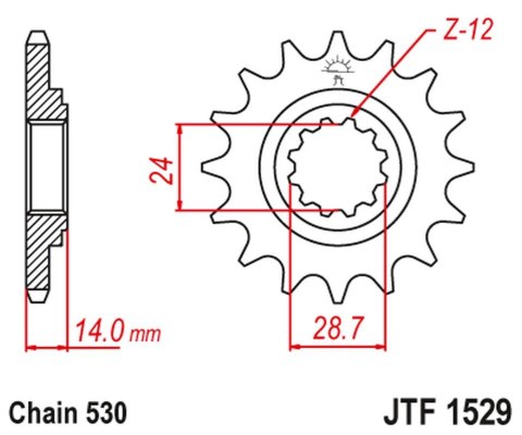 JT ZĘBATKA PRZEDNIA 2077 16 KAWASAKI ZRX 1100/1200 '97-06 (207716JT) (ŁAŃC. 530)