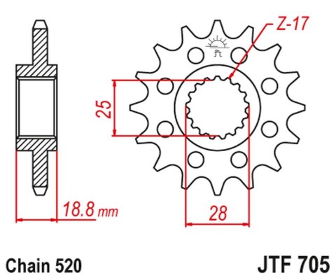 JT ZĘBATKA PRZEDNIA 2098 16 APRILIA 1000 RSV '98-09' (209816JT) (ŁAŃC. 520) JT ZĘBATKA PRZEDNIA 2098 16 APRILIA 1000 RSV '98-09' (209816JT) (ŁAŃC. 520)