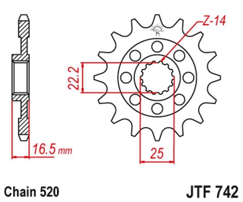 JT ZĘBATKA PRZEDNIA 2171 14 DUCATI 848/1098/1198 '07-'15 (217114JT) (MOD. ŁAŃC. 520) JT ZĘBATKA PRZEDNIA 2171 14 DUCATI 848/1098/1198 '07-'15 (217114JT) (MOD. ŁAŃC. 520)