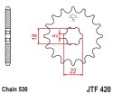 JT ZĘBATKA PRZEDNIA YAMAHA YT 125/175 '82-85' (JTF421,11) (ŁAŃC. 520) NA ZAMÓWIENIE