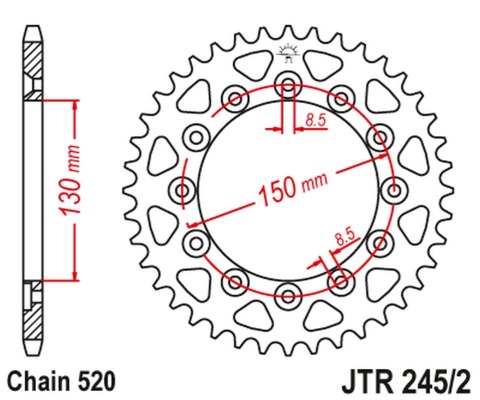 JT ZĘBATKA TYLNA 270 49 YAMAHA YZ/YZF/WRF '99-'24 (27049JT) (ŁAŃC. 520)