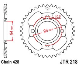 JT ZĘBATKA TYLNA 4521 44 HONDA CG 125 '00-06 (452144JT) (ŁAŃC.428)