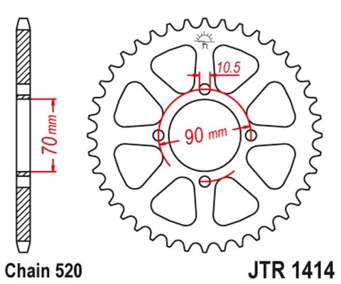 JT ZĘBATKA TYLNA 5302 43 KAWASAKI KSF 250 MOJAVE '87-04', KEF 300 LAKOTA '95-03' (530243JT) (ŁAŃC.520)