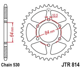 JT ZĘBATKA TYLNA 814 45 SUZUKI GS 400 '77-79, GSX 400 '80-87, GS 450 '80-88 (81445JT) (ŁAŃC. 530)