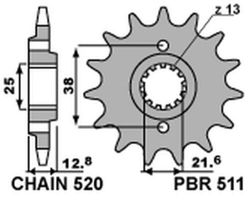 PBR WYPRZEDAZ ZĘBATKA PRZEDNIA 511 15 18NC KAWASAKI KLR 650 '90-'17 (JTF511.15) (ŁAŃC. 520) (STD.)