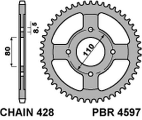 PBR WYPRZEDAZ ZĘBATKA TYLNA 4597 42 C45 HONDA CBF 125 09-14 (JTR1219.42) (ŁAŃC. 428) PBR WYPRZEDAZ ZĘBATKA TYLNA 4597 42 C45 HONDA CBF 125 09-14 (JTR1219.42) (ŁAŃC. 428)