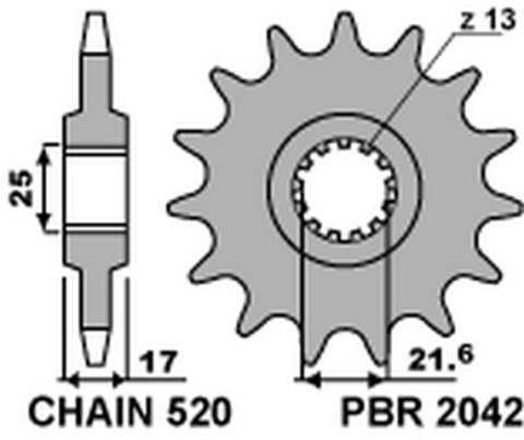 PBR ZĘBATKA PRZEDNIA 2042 15 18NC HONDA CB 500F/X '13-15, CBR 500R `13-15 (ŁAŃC. 520) PBR ZĘBATKA PRZEDNIA 2042 15 18NC HONDA CB 500F/X '13-15, CBR 500R `13-15 (ŁAŃC. 520)