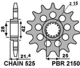 PBR ZĘBATKA PRZEDNIA 2150 16 18NC APRILIA 750/1200 (ŁAŃC. 525) (JTF709.16)
