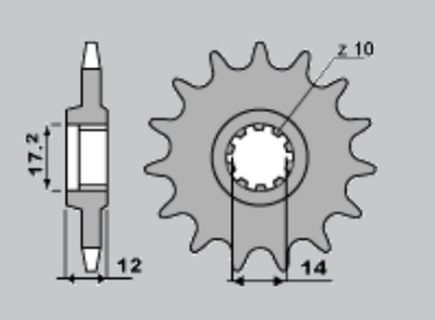 CHT ZĘBATKA PRZEDNIA 553 14 GILERA 50 91-96 (599-14) (ŁAŃC.415)
