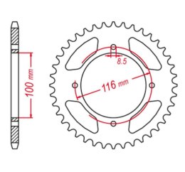 GROSSKOPF WYPRZEDAŻ ZĘBATKA TYLNA ALUMINIOWA KOLOR CZARNY 467 52 KAWASAKI KX 80 '98-'00, KX 85 '01-'20, KX 100 '00-'21 (JTR461.5