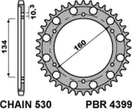 PBR ZĘBATKA TYLNA 4399 43 C45 CBR 900 RR`00-03, CBR 1000RR`06-15 (JTR1306.43) (ŁAŃC. 530) (+1)