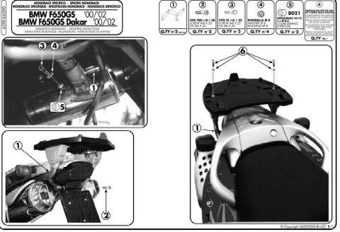 KAPPA STELAŻ KUFRA CENTRALNEGO BMW F 650GS (00-03), F 650GS DAKAR (00-03) ( BEZ PŁYTY ) KAPPA STELAŻ KUFRA CENTRALNEGO BMW F 650GS (00-03), F 650GS DAKAR (00-03) ( BEZ PŁYTY )