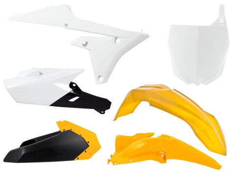RACETECH (RTECH) KOMPLET PLASTIKÓW YAMAHA YZF 250 (14-18) YZF 450 (14-17) KOLOR BIAŁY CZARNY ŻÓŁTY LIMITED EDITION (Z TABLICĄ) (