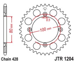 JT ZĘBATKA TYLNA 4351 50 HONDA CRF 100F '04-'13, XR 100R '85-'03 (JTR1204.50) (ŁAŃC. 428)