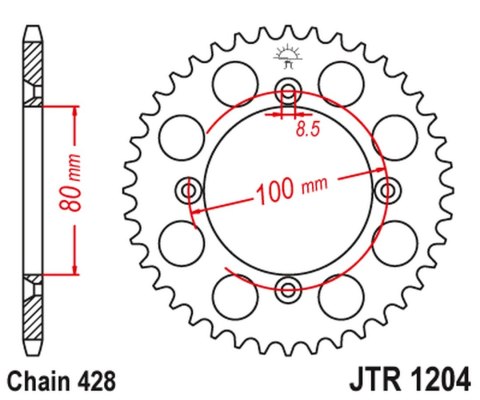 JT ZĘBATKA TYLNA 4351 50 HONDA CRF 100F '04-'13, XR 100R '85-'03 (JTR1204.50) (ŁAŃC. 428) JT ZĘBATKA TYLNA 4351 50 HONDA CRF 100F '04-'13, XR 100R '85-'03 (JTR1204.50) (ŁAŃC. 428)