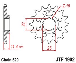 JT ZĘBATKA PRZEDNIA 1252 12 KTM LC4 400/600/620/640/690 (125212JT) (ŁAŃC. 520)