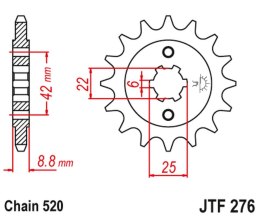 JT ZĘBATKA PRZEDNIA 276 15 HONDA CB 400N '81-'83 (27615JT) (ŁAŃC. 520)