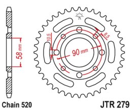 JT ZĘBATKA TYLNA 279 32 HONDA CB 250 TWO FIFTY, NIGHTHAWK '92-'02, CMX250 REBEL (27932JT) (ŁAŃC. 520)