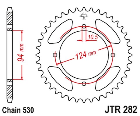JT ZĘBATKA TYLNA 282 37 HONDA CB 500F/K '78-'80 (28237JT) (ŁAŃC. 530) JT ZĘBATKA TYLNA 282 37 HONDA CB 500F/K '78-'80 (28237JT) (ŁAŃC. 530)