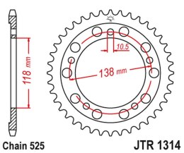 JT ZĘBATKA TYLNA 4343 39 HONDA CBR 400 (NC29) (434339JT) (ŁAŃC.525)NA ZAMÓWIENIE