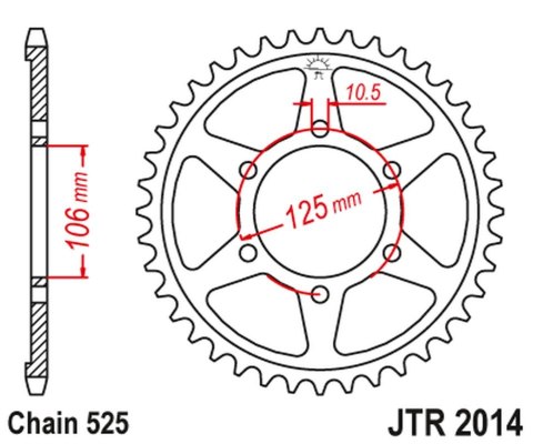 JT ZĘBATKA TYLNA 4529 39 TRIUMPH 675 '06-'16 (452939JT) (ŁAŃC. 525) JT ZĘBATKA TYLNA 4529 39 TRIUMPH 675 '06-'16 (452939JT) (ŁAŃC. 525)