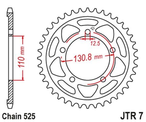 JT ZĘBATKA TYLNA 4585 46 BMW S 1000 RR '09-'11 (458546JT) (ŁAŃC. 525) CZARNA