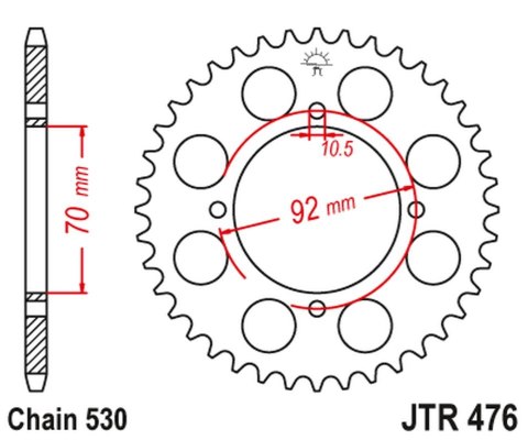 JT ZĘBATKA TYLNA 476 33 KAWASAKI GPZ 250 '83-85', Z 250/400/440/500/550 '78-85' (47633JT) (ŁAŃC.530) JT ZĘBATKA TYLNA 476 33 KAWASAKI GPZ 250 '83-85', Z 250/400/440/500/550 '78-85' (47633JT) (ŁAŃC.530)