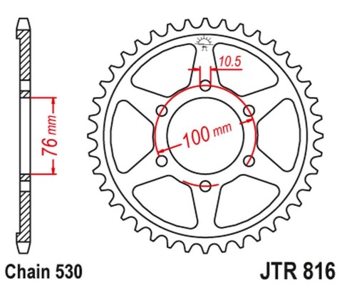 JT ZĘBATKA TYLNA 816 47 SUZUKI GS 550 '83-86 (81647JT) (ŁAŃC. 530) JT ZĘBATKA TYLNA 816 47 SUZUKI GS 550 '83-86 (81647JT) (ŁAŃC. 530)