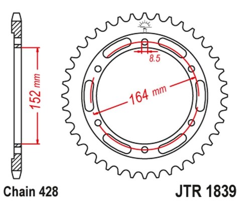 JT ZĘBATKA TYLNA 841 55 YAMAHA SR 400 (2RD) '91-00', SR 500 '91-00' (84155JT) (ŁAŃC.428) JT ZĘBATKA TYLNA 841 55 YAMAHA SR 400 (2RD) '91-00', SR 500 '91-00' (84155JT) (ŁAŃC.428)