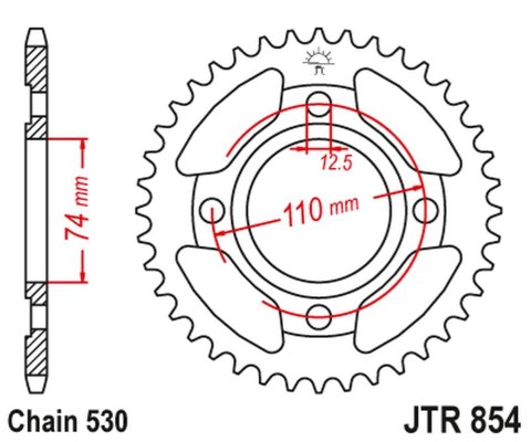 JT ZĘBATKA TYLNA 854 41 YAMAHA XS 250 '80-82, XS 500 '78-80 (85441JT) (ŁAŃC. 530) JT ZĘBATKA TYLNA 854 41 YAMAHA XS 250 '80-82, XS 500 '78-80 (85441JT) (ŁAŃC. 530)