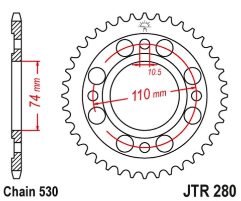 JT ZĘBATKA TYLNA HONDA CB 500 T '75-77' (28033JT) (ŁAŃC.520) JT ZĘBATKA TYLNA HONDA CB 500 T '75-77' (28033JT) (ŁAŃC.520)