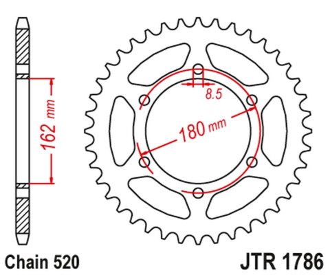JT ZĘBATKA TYLNA SUZUKI PE 250 '80-82', PE 400 '80-81' (ŁAŃC.520) JT ZĘBATKA TYLNA SUZUKI PE 250 '80-82', PE 400 '80-81' (ŁAŃC.520)