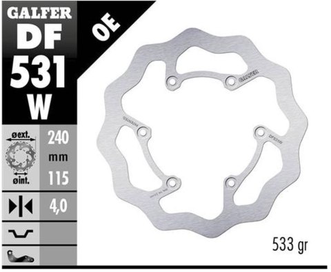 GALFER TARCZA HAMULCOWA TYŁ YAMAHA YZ 250 '22-, YZ 250F '21-, YZ 450F '20- WAVE (240X115X4MM) GALFER TARCZA HAMULCOWA TYŁ YAMAHA YZ 250 '22-, YZ 250F '21-, YZ 450F '20- WAVE (240X115X4MM)